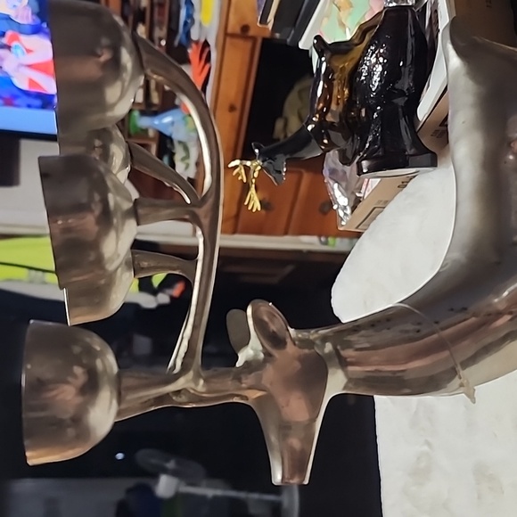 Silver Deer Candle Holder  Decor. Cast Aluminum. - Picture 9 of 9